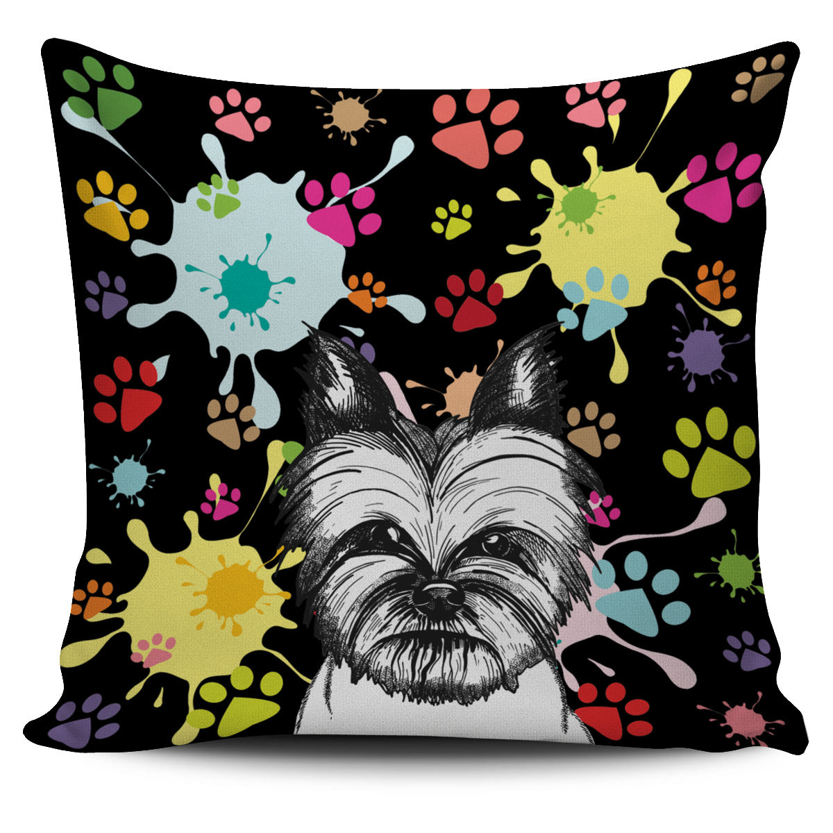 Artsy Yorkie Pillow Cover