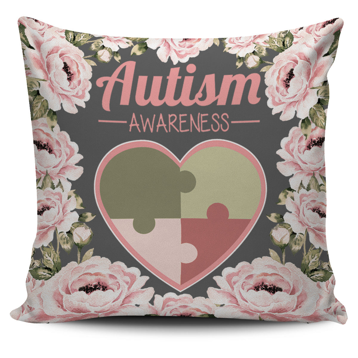 Floral Autism Awareness Pillow Cover