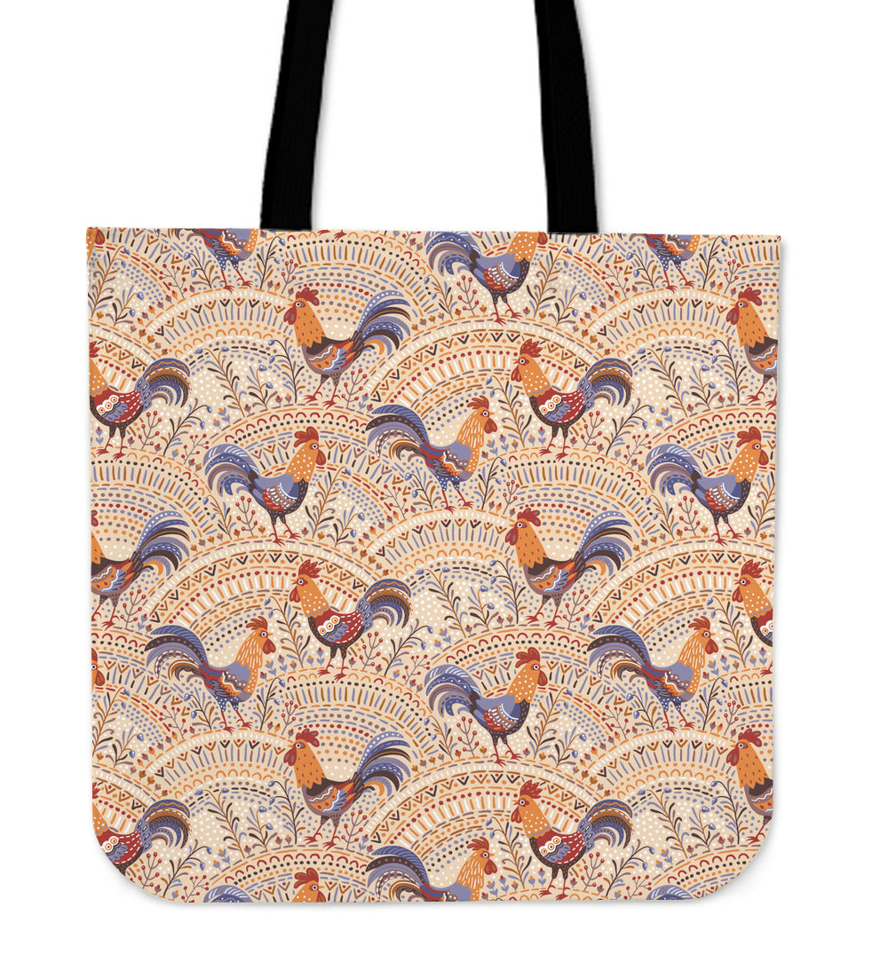 Bohemian Rooster Linen Tote Bag