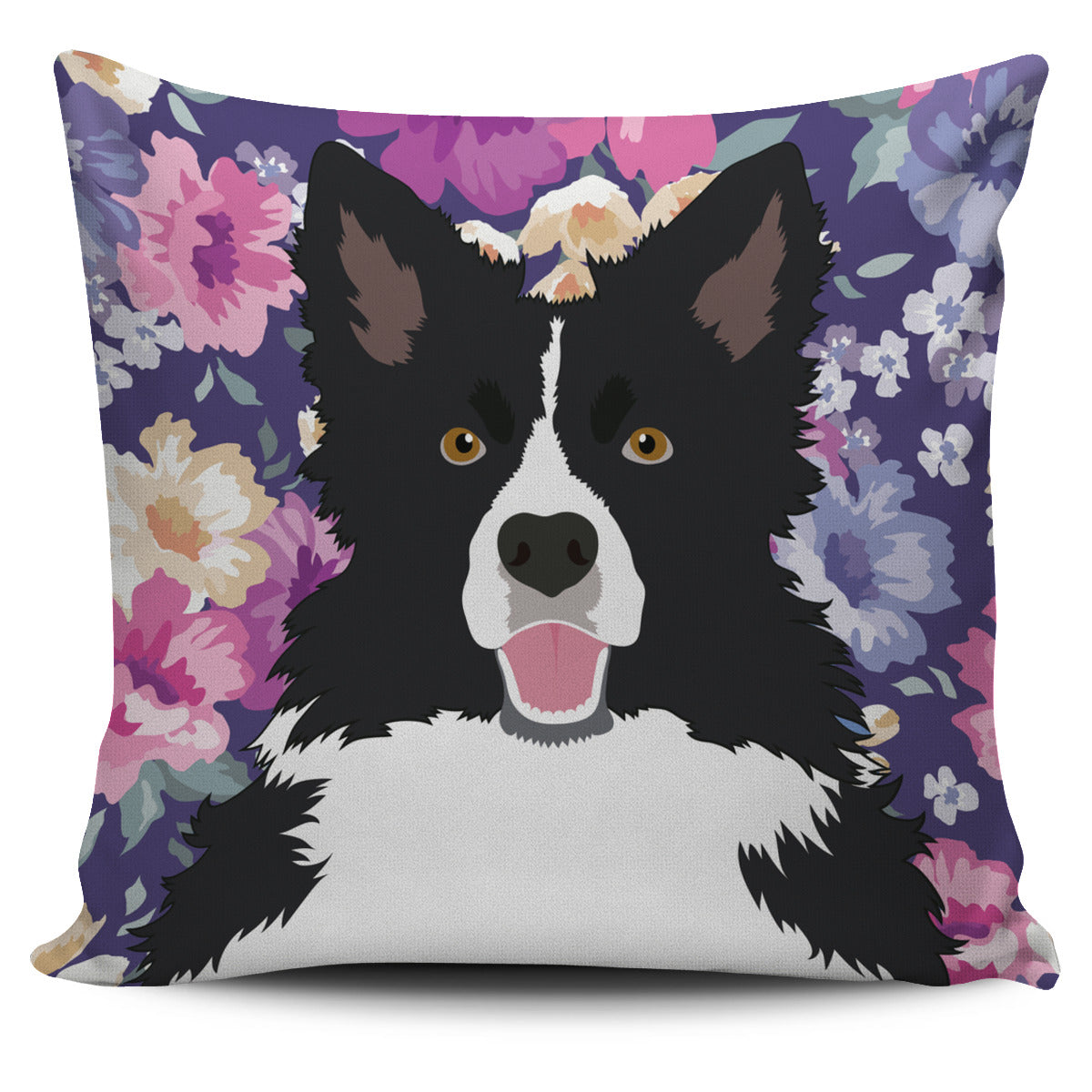 Border Collie Dog Portrait Pillow Cover