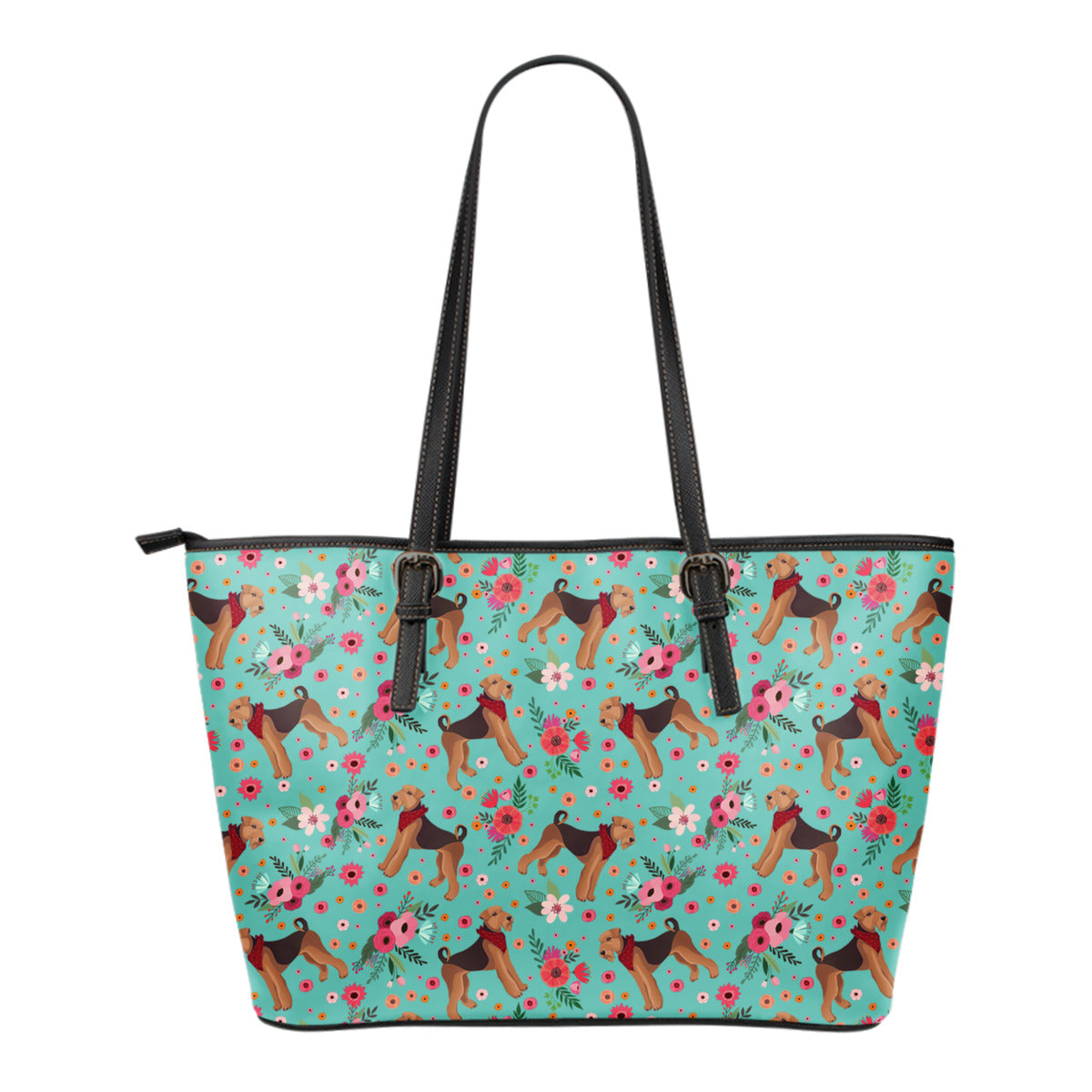 Airedale Terrier Flower Tote Bag
