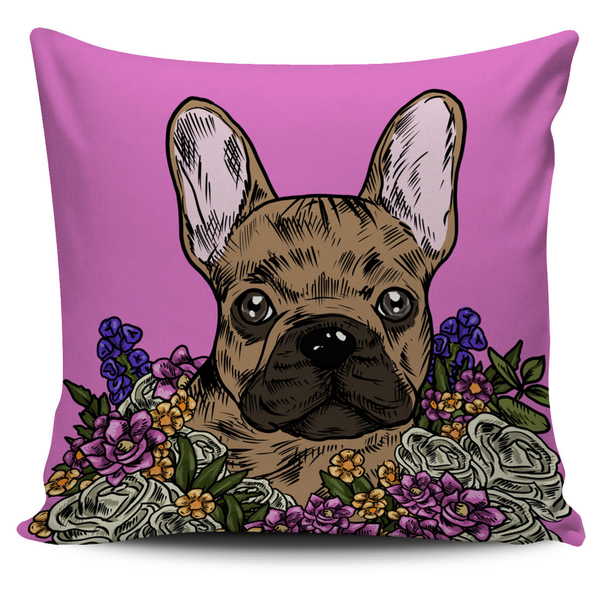 Illustrated French Bulldog Pillow Cover