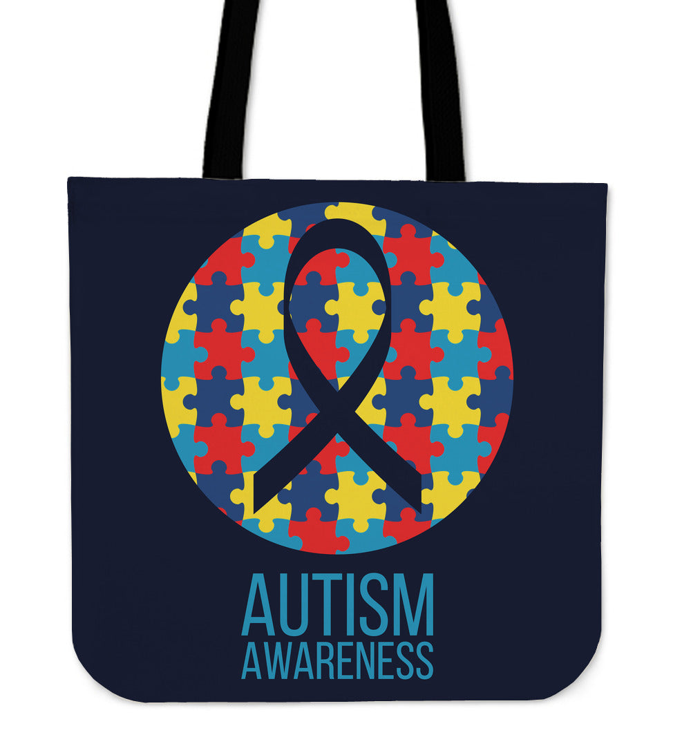 Colorful Autism Linen Tote Bag