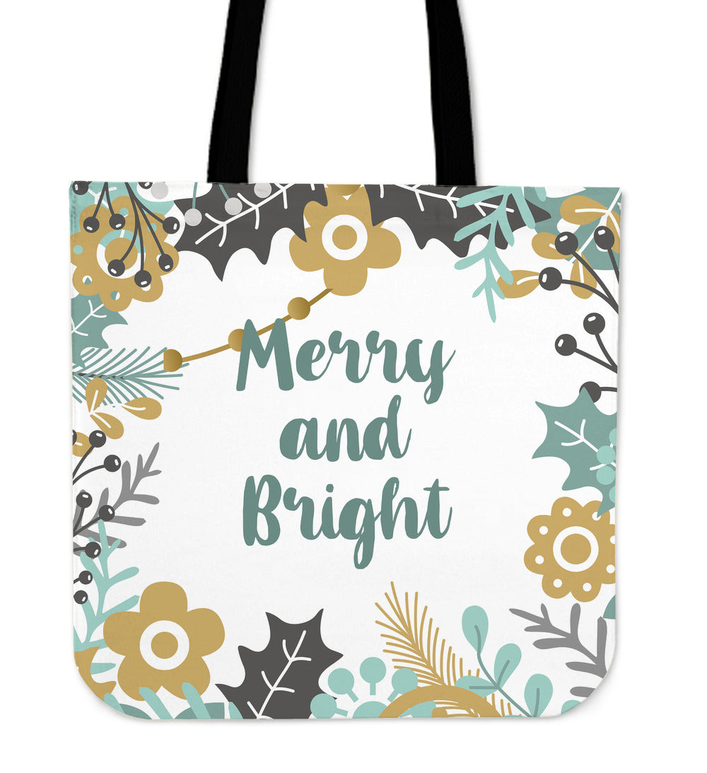 Merry and Bright Christmas Cloth Tote Bag