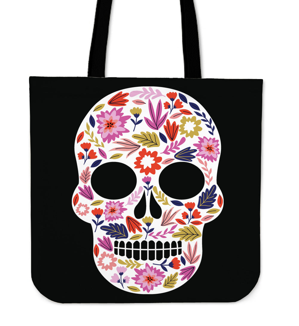 Floral Skull Halloween Cloth Tote Bag