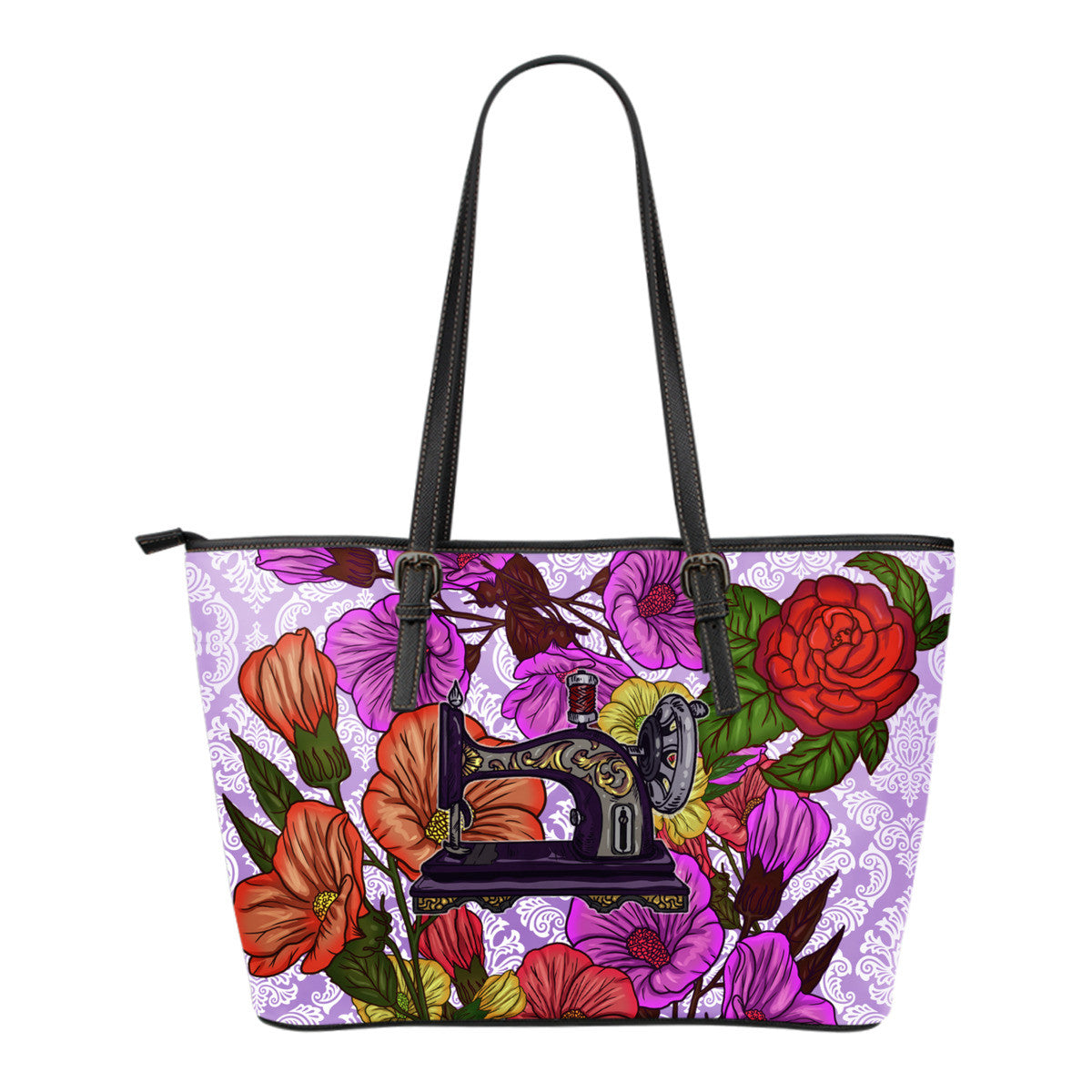 Sewing Machine Floral Tote Bag