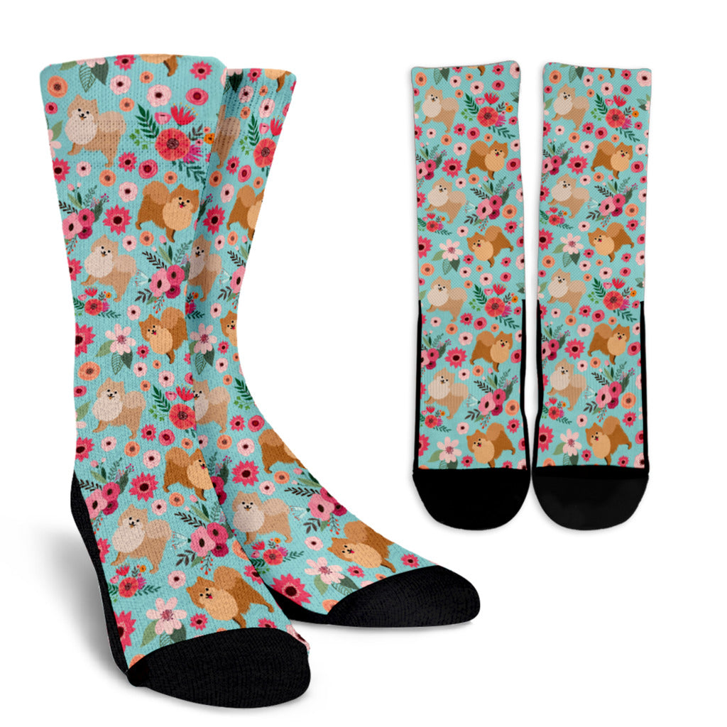 Pomeranian Flower Socks
