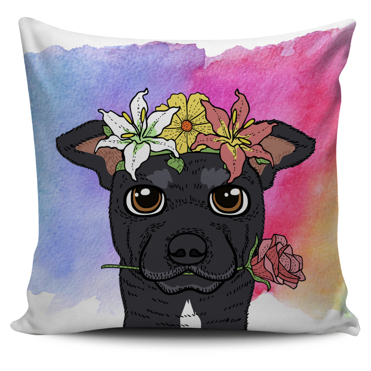Fun Floral Greyhound Pillow Cover