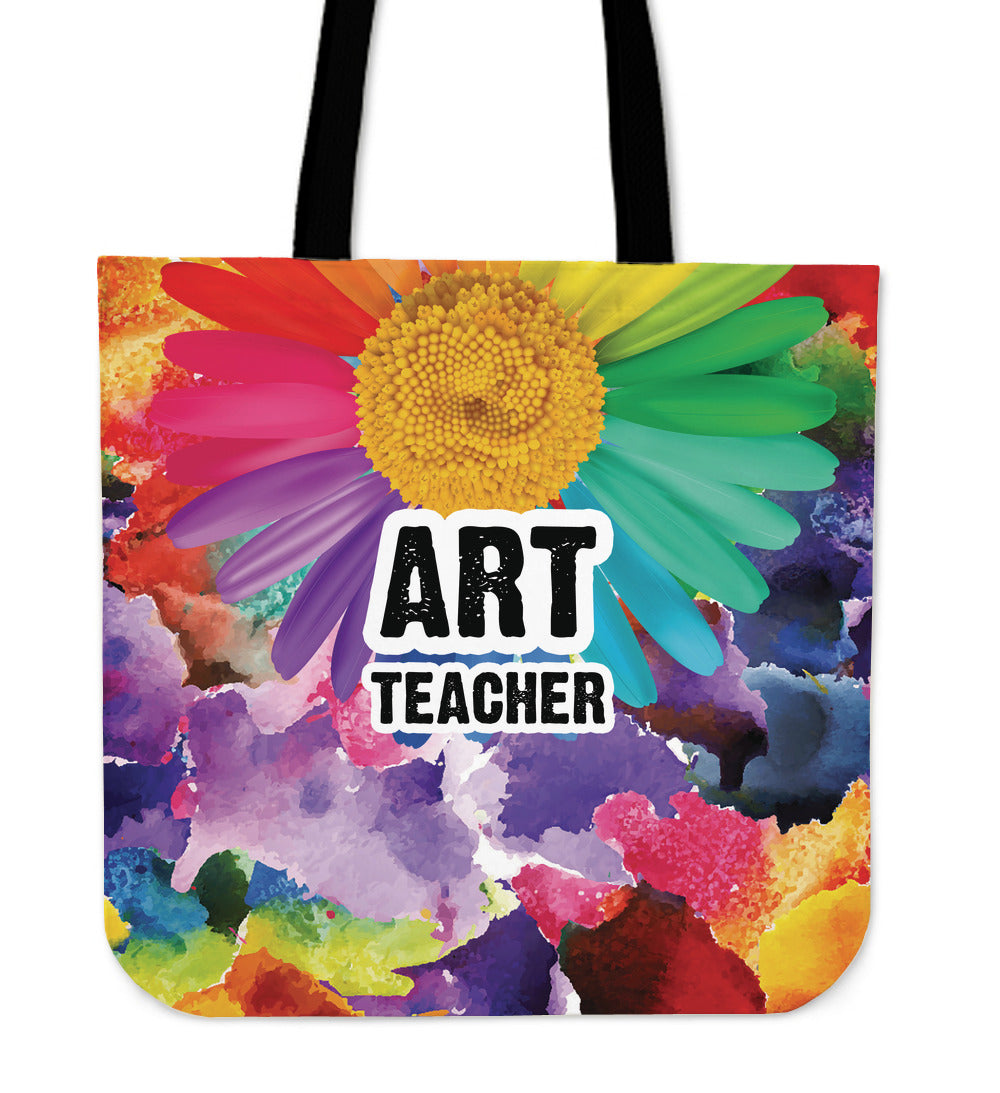 Rainbow Art Teacher Linen Tote Bag