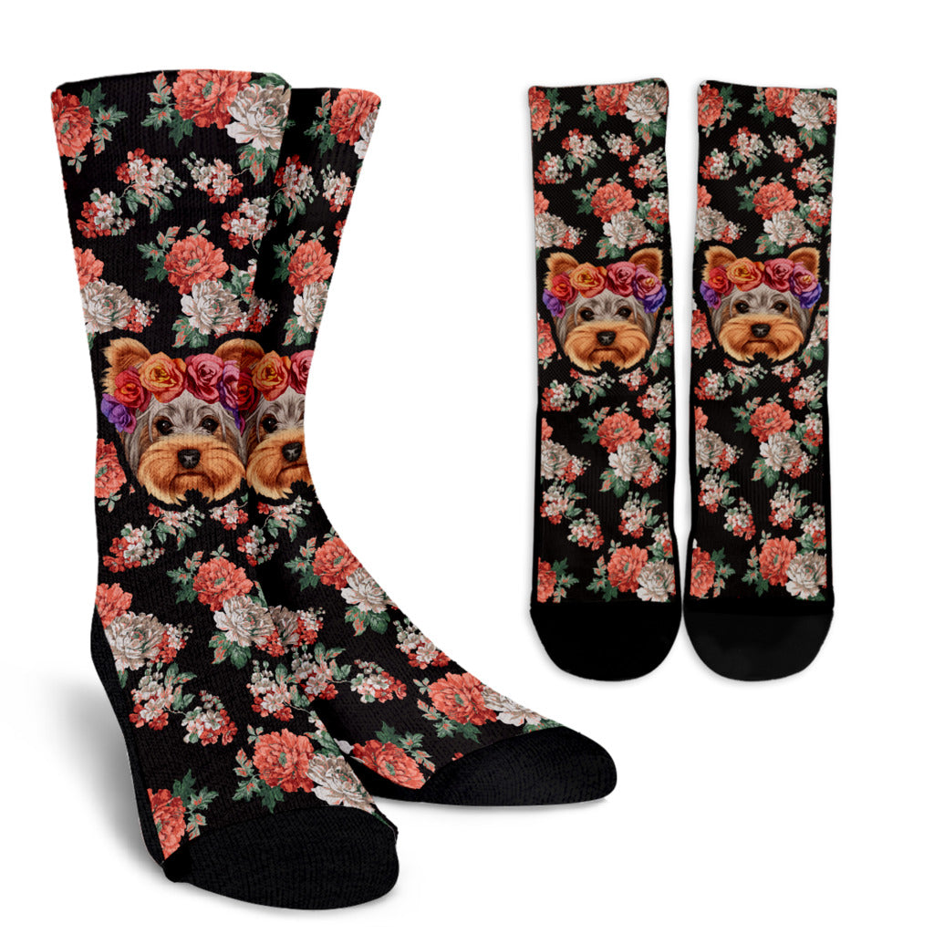 Floral Yorkie Socks