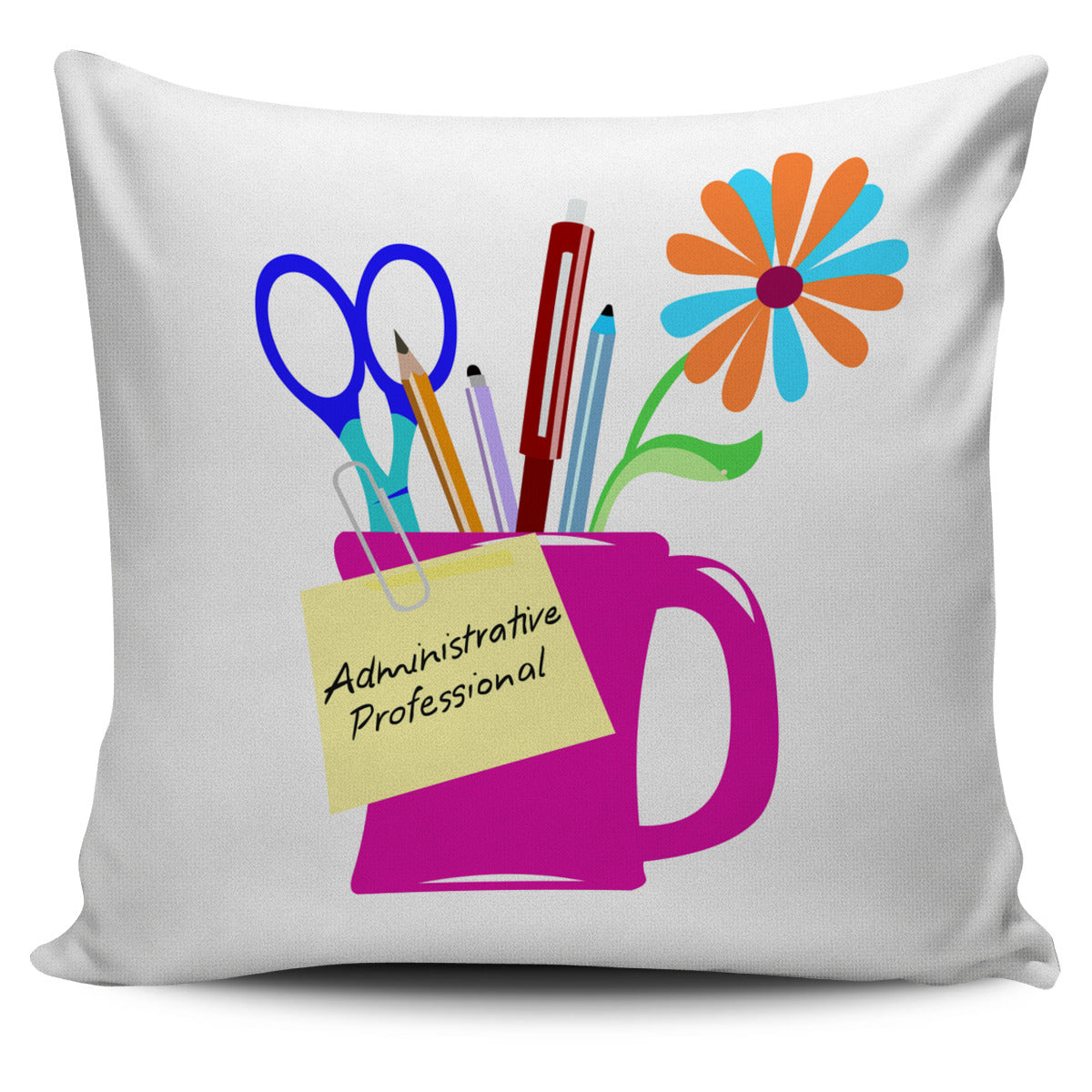 Administrative Assistant Pencil Cup Pillow Cover