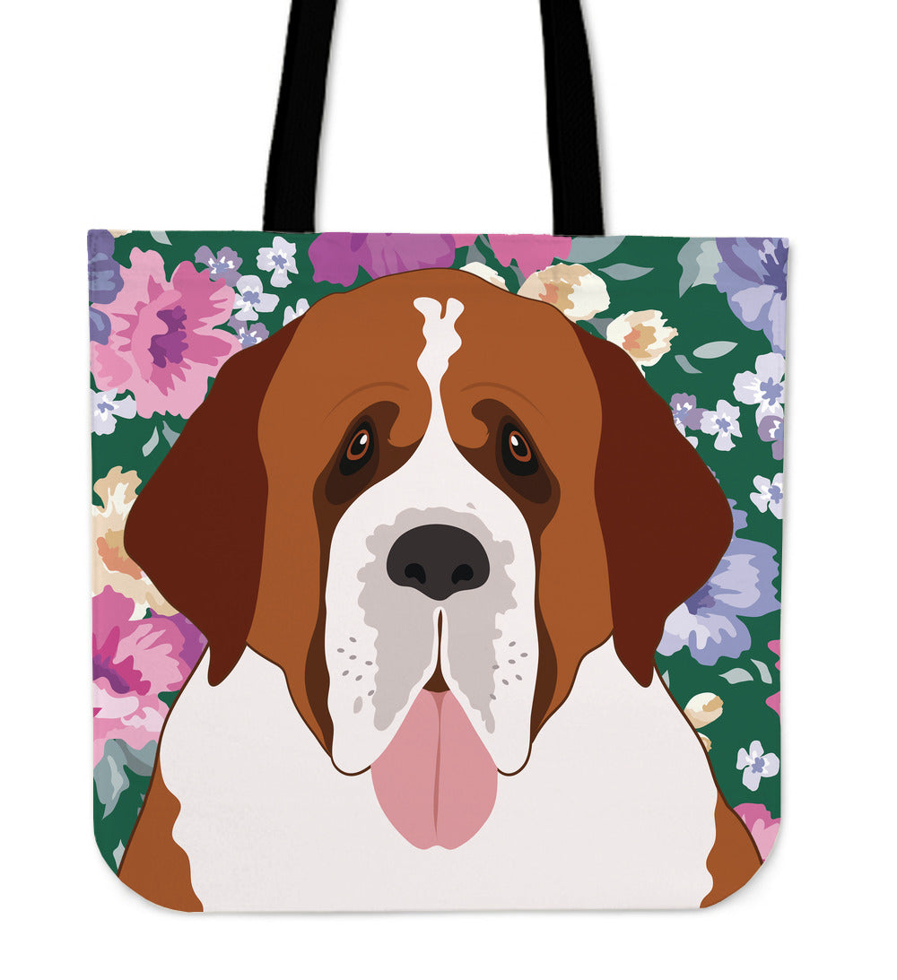 Saint Bernard Dog Portrait Linen Tote Bag