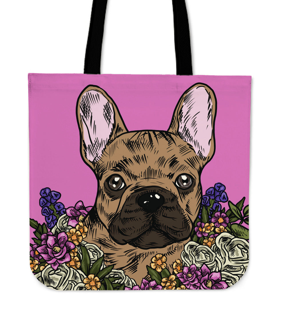Illustrated French Bulldog Linen Tote Bag
