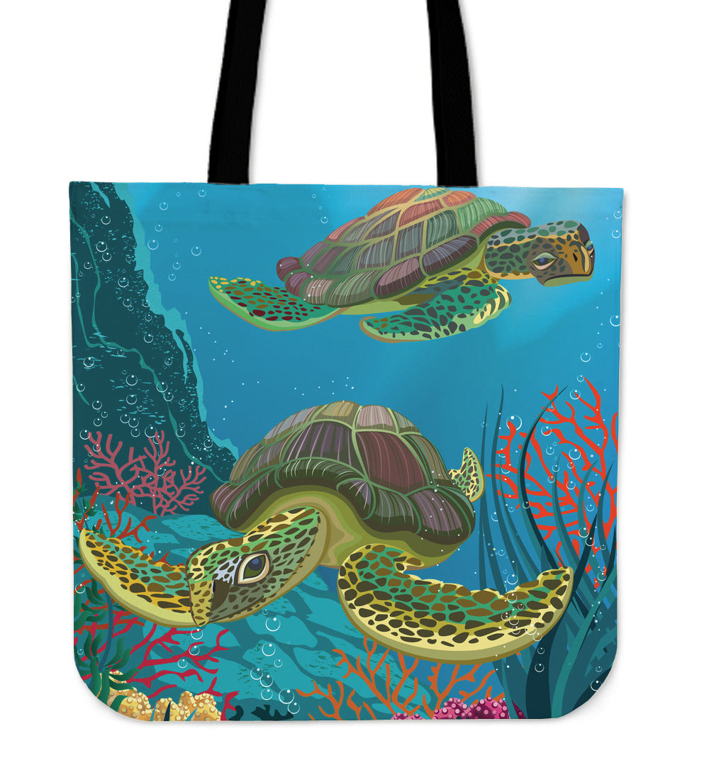 Sea Turtle Linen Tote Bag