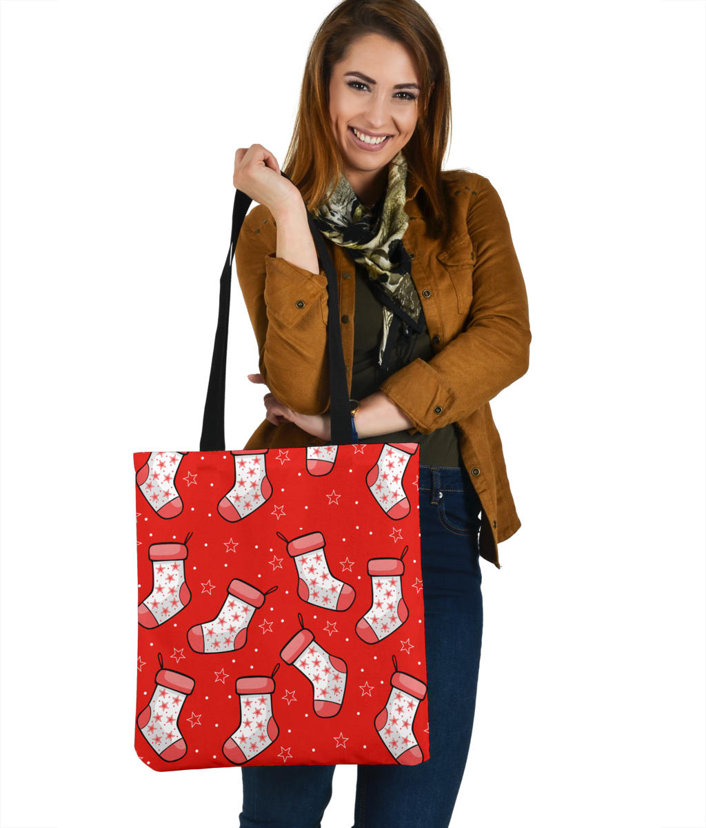 Red Stockings Linen Tote Bag