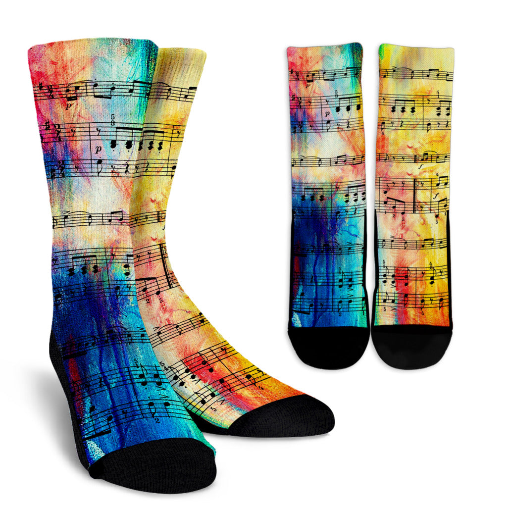 Rainbow Sheet Music Socks