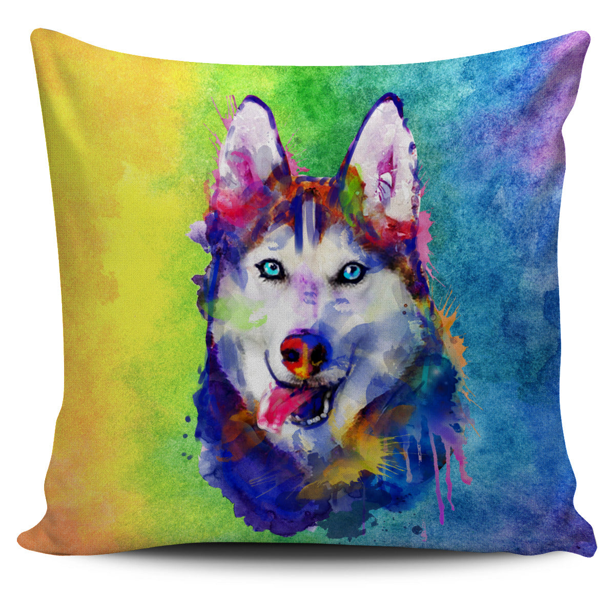 Rainbow Husky Pillow Cover