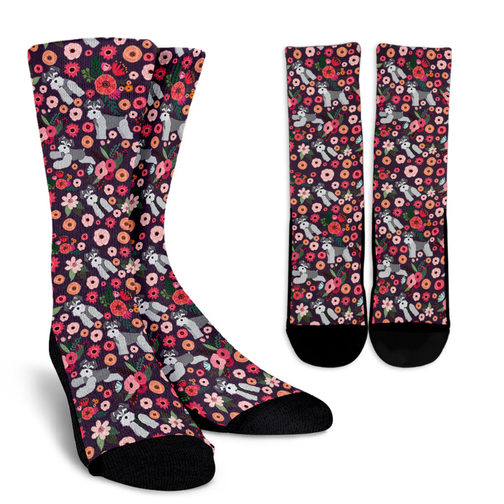 Schnauzer Flower Socks