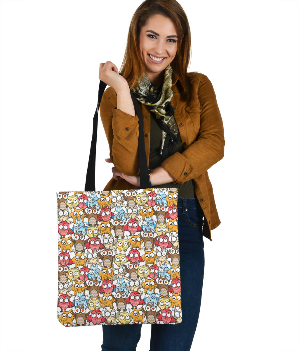Silly Owl Pattern Cloth Tote Bag