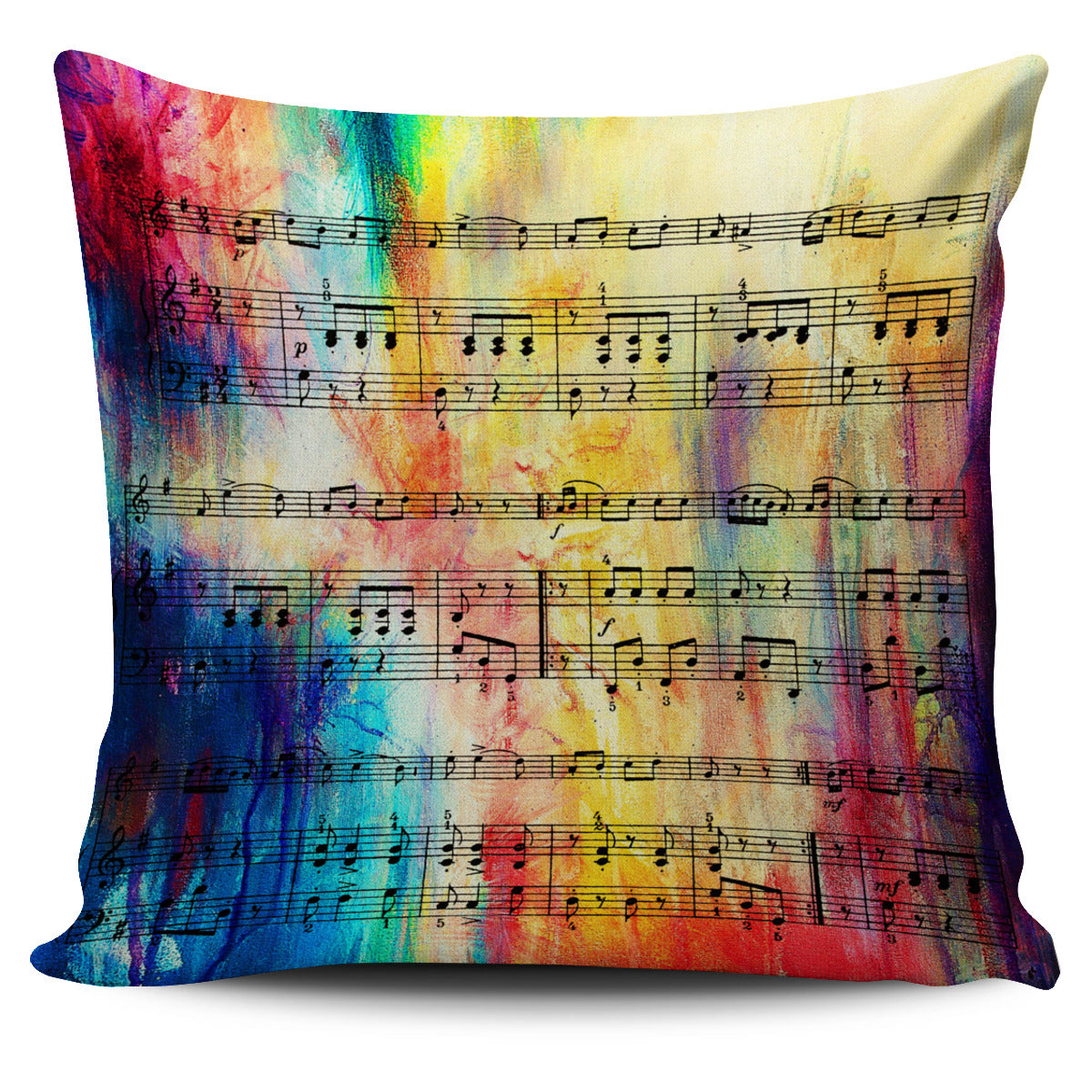 Rainbow Sheet Music Pillow Cover