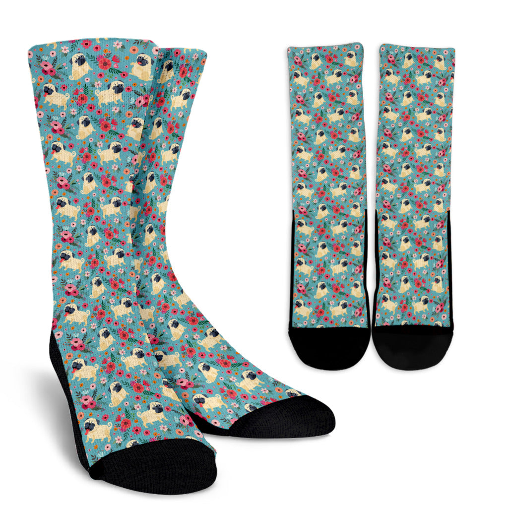 Pug Flower Socks
