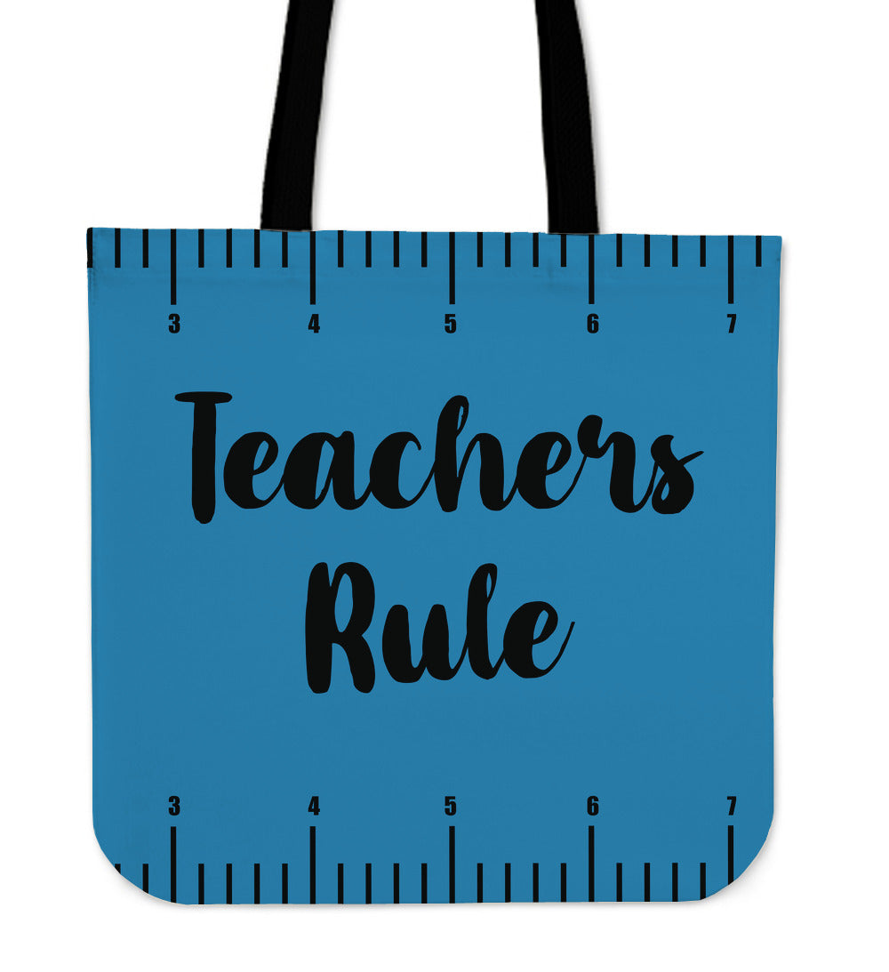 Teachers Rule Blue Tote Bag