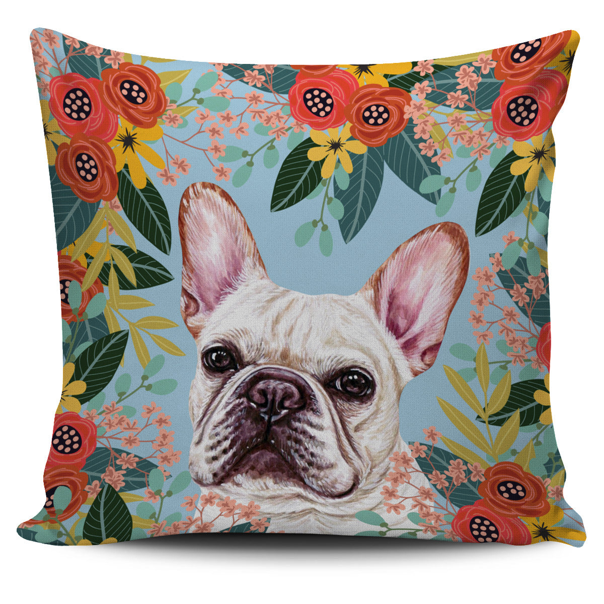 Joyful French Bulldog Pillow Cover