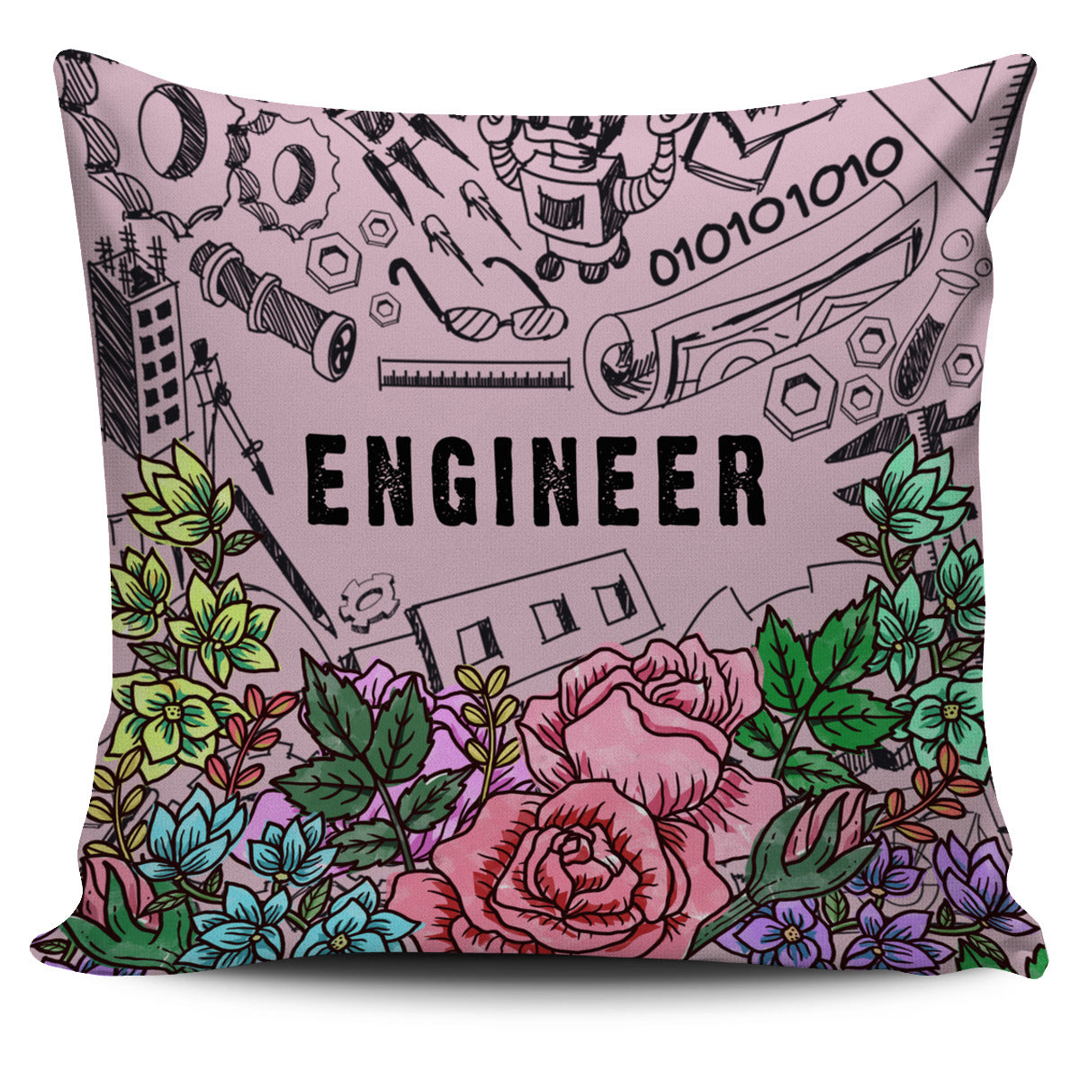 Engineer Doodles Pillow Cover