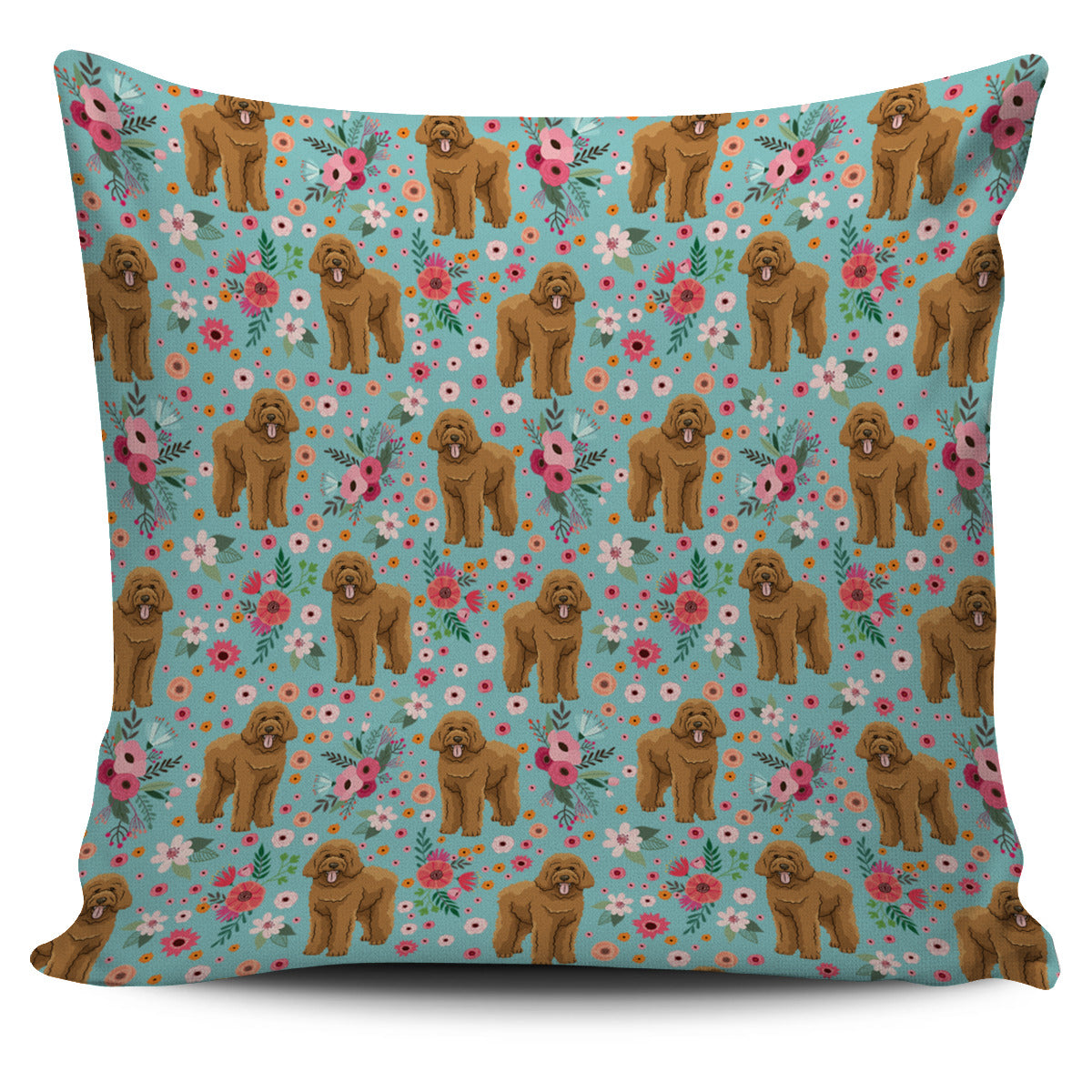 Goldendoodle Flower Pillow Cover
