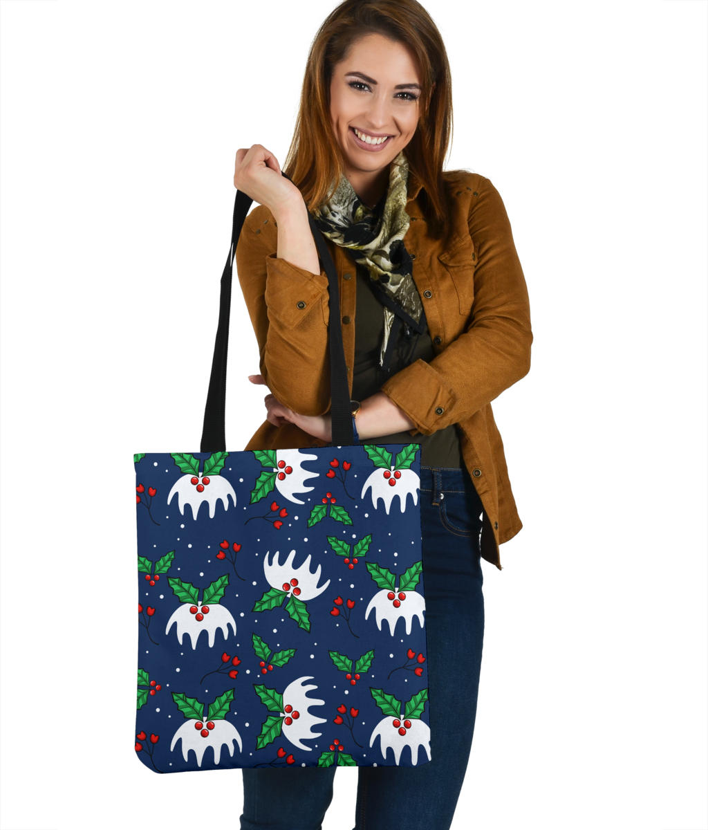 Snowy Mistletoe Linen Tote Bag