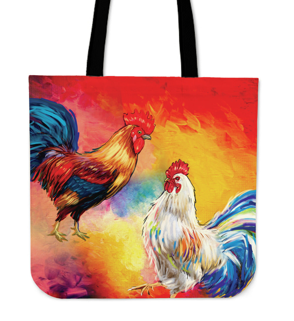 Artistic Rooster Linen Tote Bag