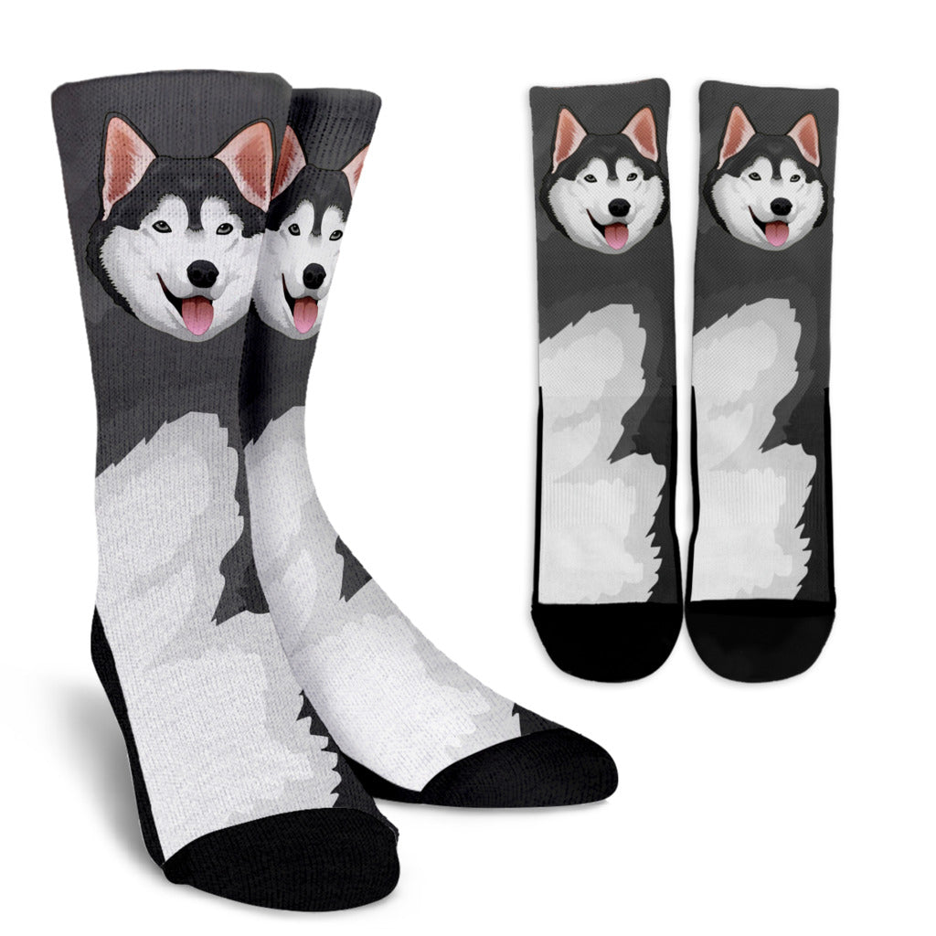 Real Grey Siberian Husky Socks