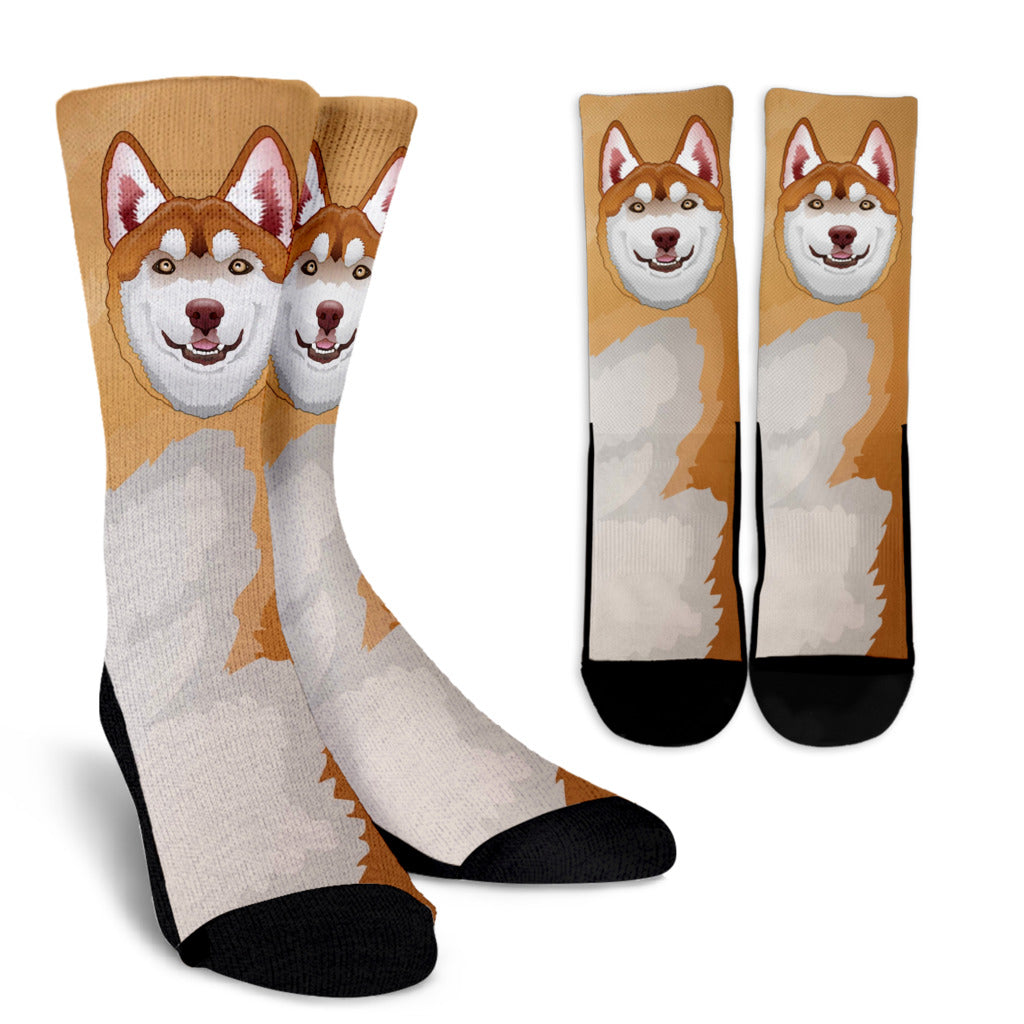 Real Brown Siberian Husky Socks