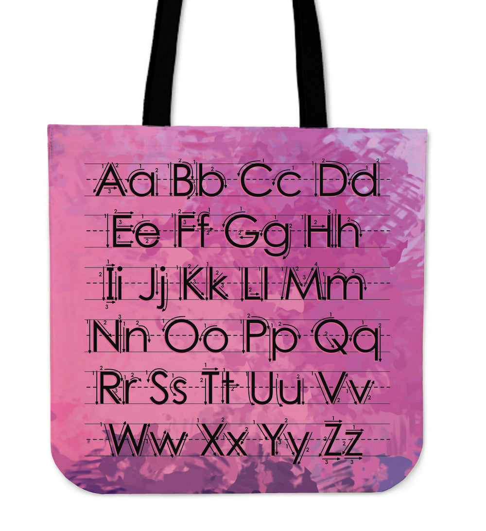 Pink Alphabet Diagram Cloth Tote Bag