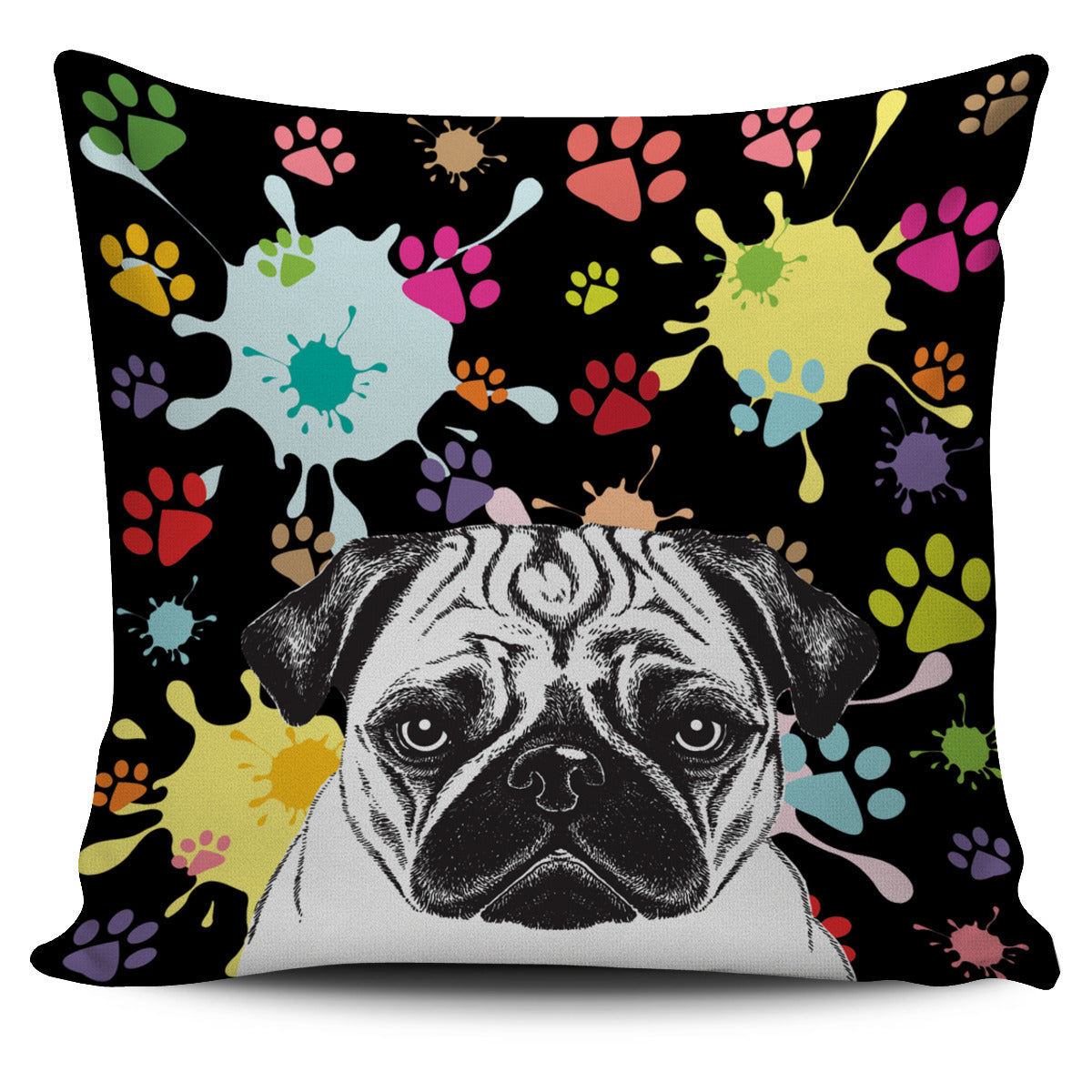 Artsy Pug Pillow Cover