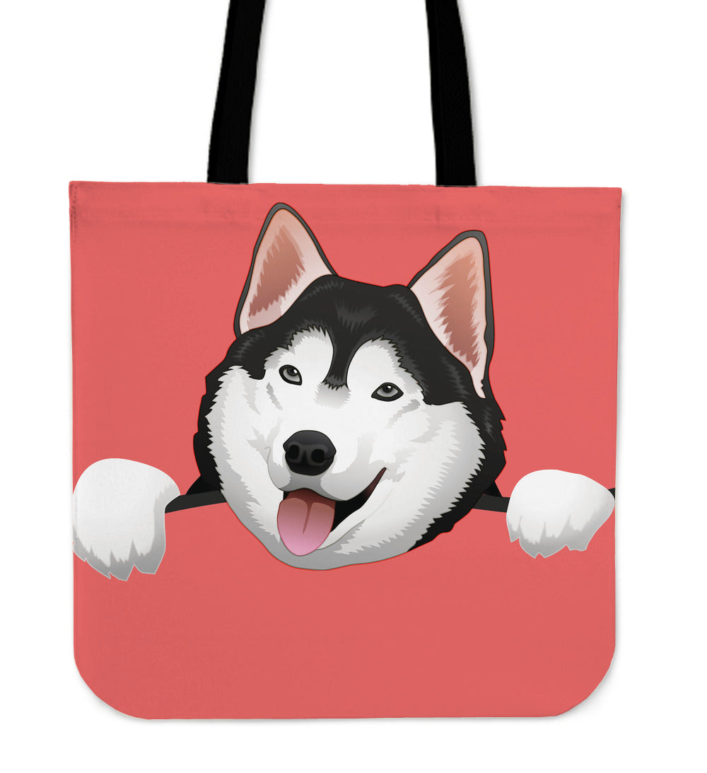 Popping Pup Siberian Husky Cloth Tote Bag