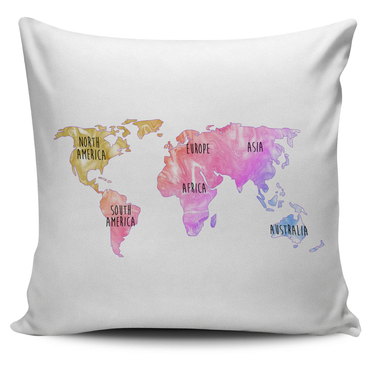 Rainbow World Map Pillow Cover