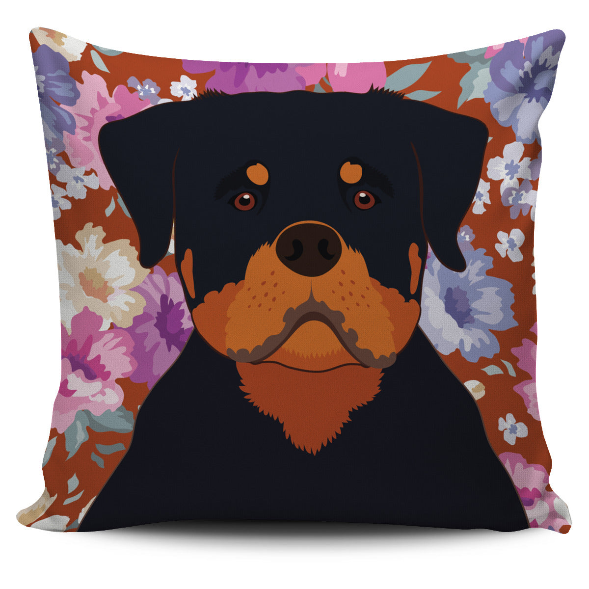 Rottweiler Dog Portrait Pillow Cover