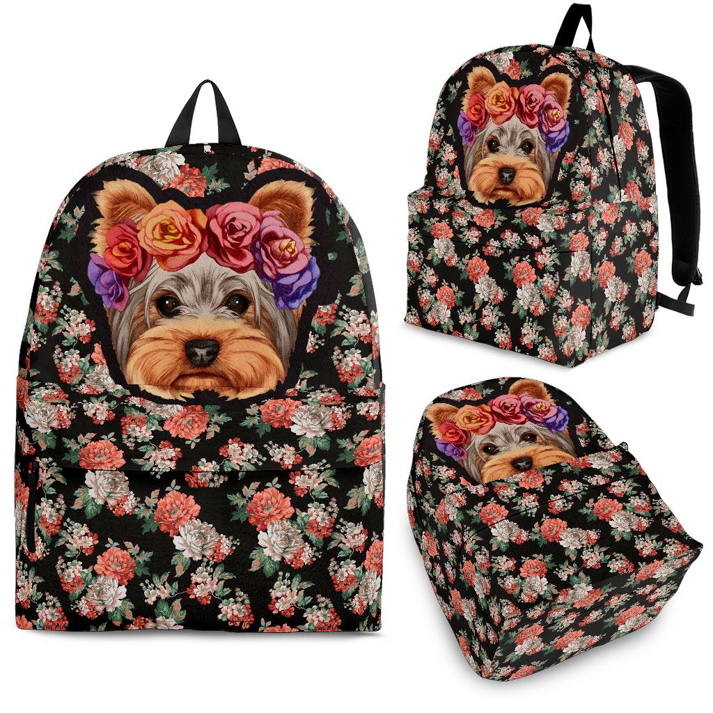 Floral Yorkie Backpack