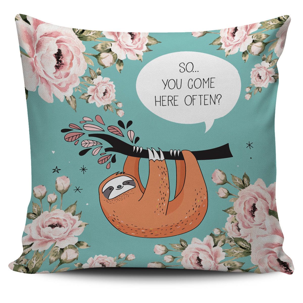 Sloth Talk Pillow Cover