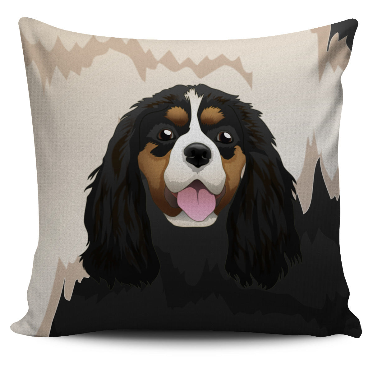 Real Cavalier King Charles Black Pillow Cover