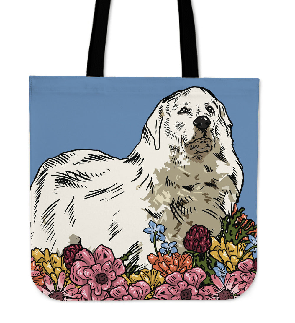 Illustrated Great Pyrenees Linen Tote Bag