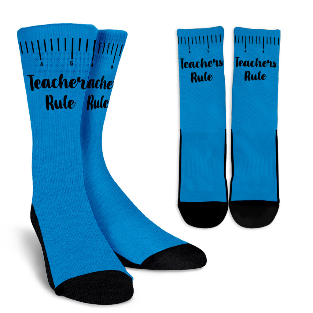 Teachers Rule Blue Socks