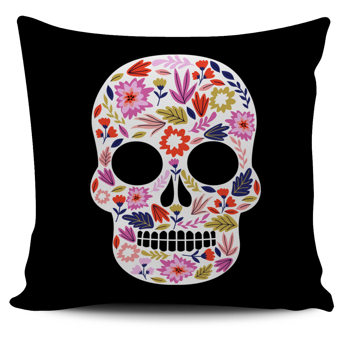 Floral Skull Halloween Pillow Cover