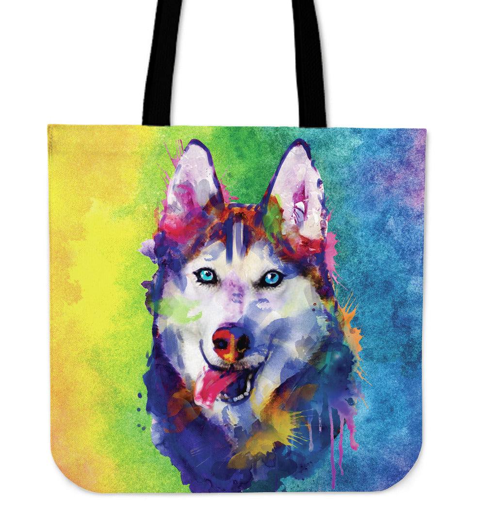 Rainbow Husky Linen Tote Bag