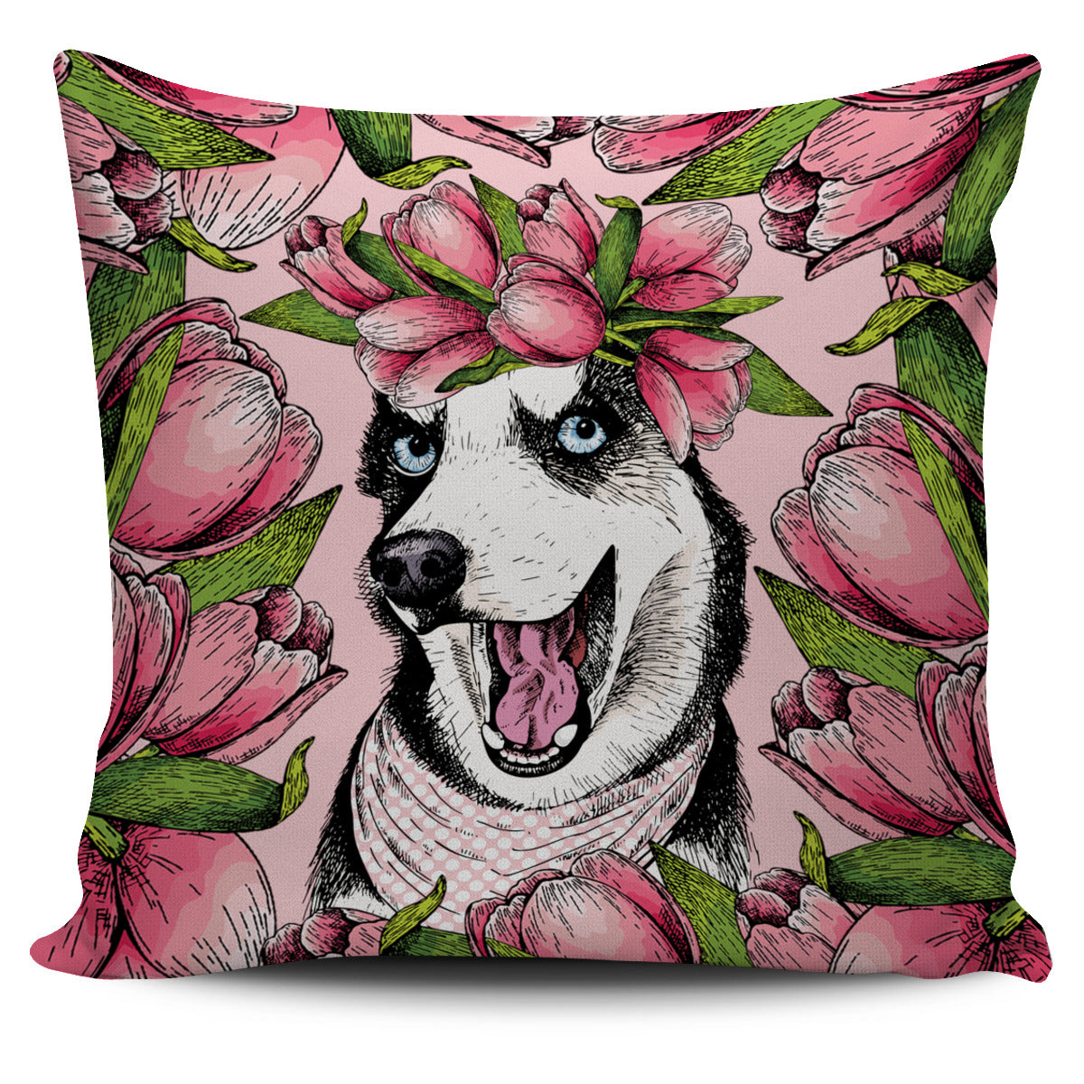 Goofy Siberian Husky Pillow Cover