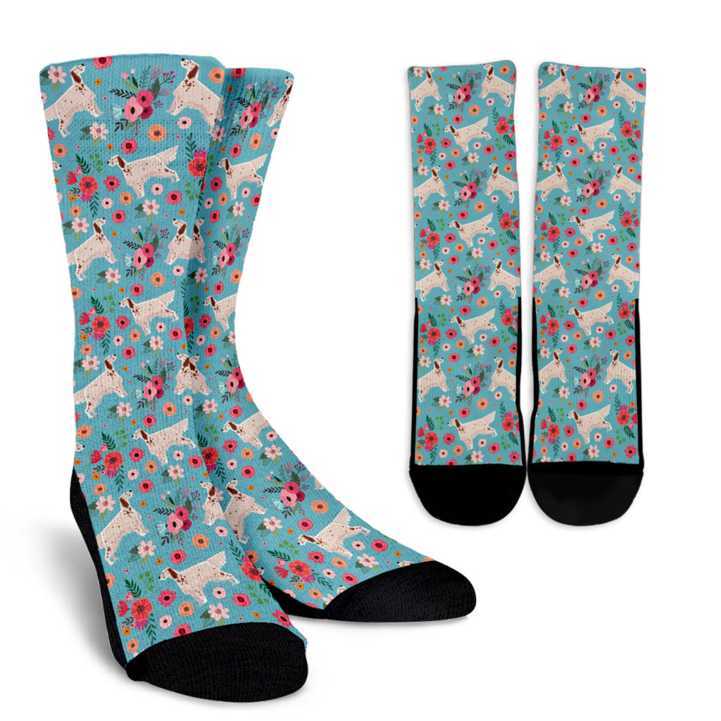 English Setter Flower Socks