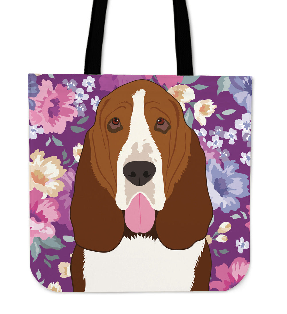 Basset Hound Dog Portrait Linen Tote Bag