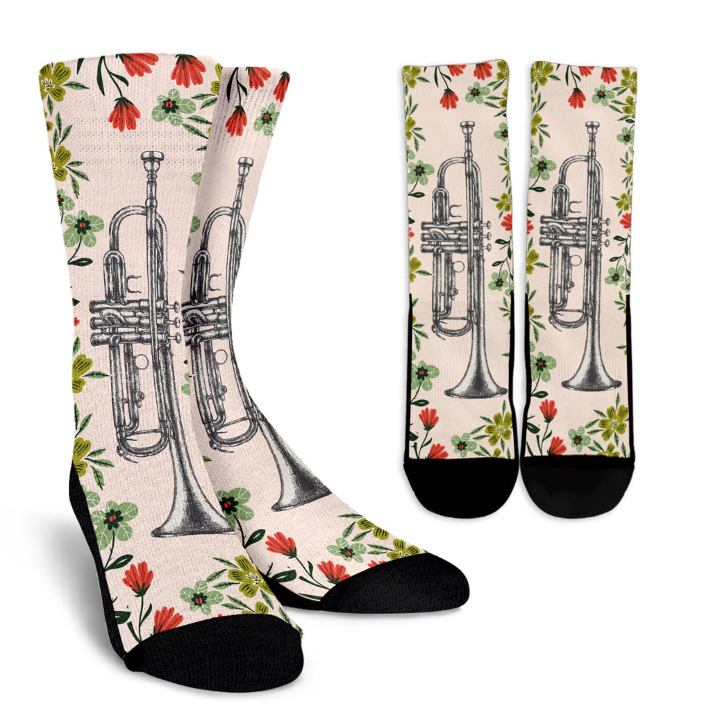 Floral Trumpet Sketch Socks
