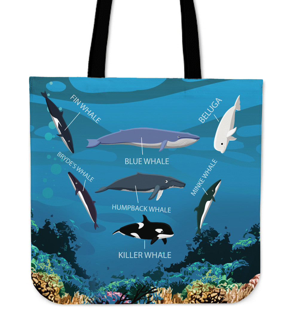 Whale Diagram Linen Tote Bag